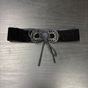 Express Black Velvet Choker with Silver Accents and Tie Front